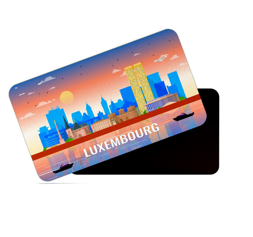 dhcrafts Rectangular Rubber Fridge Magnet / Magnetic Card Multicolor Luxembourg Design Pack of 1 (8.6cm x 5.4cm)